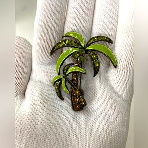 The Unbranded Brand | Jewelry | Green Palm Tree Brooch With Rhinestones ...